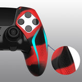 PlayVital Ninja Edition Anti-Slip Half-Covered Silicone Cover Skin for ps5 Edge Controller, Ergonomic Protector Soft Rubber Case for ps5 Edge Wireless Controller with Thumb Grip Caps - Red & Black - EYPFP016