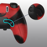 PlayVital Ninja Edition Anti-Slip Half-Covered Silicone Cover Skin for ps5 Edge Controller, Ergonomic Protector Soft Rubber Case for ps5 Edge Wireless Controller with Thumb Grip Caps - Red & Black - EYPFP016