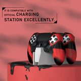 PlayVital Ninja Edition Anti-Slip Half-Covered Silicone Cover Skin for ps5 Edge Controller, Ergonomic Protector Soft Rubber Case for ps5 Edge Wireless Controller with Thumb Grip Caps - Red & Black - EYPFP016