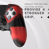 PlayVital Ninja Edition Anti-Slip Half-Covered Silicone Cover Skin for ps5 Edge Controller, Ergonomic Protector Soft Rubber Case for ps5 Edge Wireless Controller with Thumb Grip Caps - Red & Black - EYPFP016