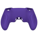 PlayVital Ninja Edition Anti-Slip Silicone Cover Skin for ps5 Wireless Controller, Ergonomic Protector Soft Rubber Case for ps5 Controller Fits with Charging Station with Thumb Grip Caps - Purple - MQRPFP003