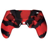 PlayVital Ninja Edition Anti-Slip Silicone Cover Skin for ps5 Wireless Controller, Ergonomic Protector Soft Rubber Case for ps5 Controller Fits with Charging Station with Thumb Grip Caps - Red & Black - MQRPFP007