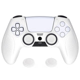 PlayVital Ninja Edition Anti-Slip Silicone Cover Skin for ps5 Wireless Controller, Ergonomic Protector Soft Rubber Case for ps5 Controller Fits with Charging Station with Thumb Grip Caps - White - MQRPFP002