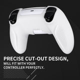 PlayVital Ninja Edition Anti-Slip Silicone Cover Skin for ps5 Wireless Controller, Ergonomic Protector Soft Rubber Case for ps5 Controller Fits with Charging Station with Thumb Grip Caps - White - MQRPFP002