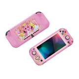 PlayVital ZealProtect Protective Case for Nintendo Switch Lite, Hard Shell Ergonomic Grip Cover for Switch Lite w/Screen Protector & Thumb Grip Caps & Button Caps - PP & Pink - PSLYR018