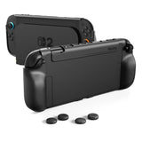 PlayVital PURE Protective Case for Nintendo Switch 2 - Dockable Shockproof TPU Cover with 4 Thumb Grips | Ergonomic Grip Design & Anti-Slip Protection - Black - JKUNTM001
