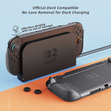 PlayVital PURE Grip Case for Nintendo Switch 2 – Shockproof TPU Cover Ergonomic Anti-Slip Grips Design & Thumbstick Caps - Clear Black - JKUNTM002M2