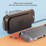 PlayVital PURE Grip Case for Nintendo Switch 2 – Shockproof TPU Cover Ergonomic Anti-Slip Grips Design & Thumbstick Caps - New Hope Gray - JKUNTM003M2