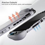 PlayVital PURE Grip Case for Nintendo Switch 2 – Shockproof TPU Cover Ergonomic Anti-Slip Grips Design & Thumbstick Caps - New Hope Gray - JKUNTM003M2