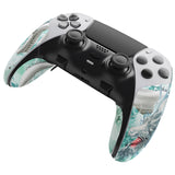 PlayVital Anti-Skid Sweat-Absorbent Controller Grip for ps5 Edge Wireless Controller, Professional Textured Soft PU Handle Grips Anti Sweat Protector for ps5 Edge Controller - Jade Dragon-Cloud Dominator - PFPJ154