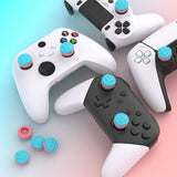 PlayVital Thumbs Cushion Caps Thumb Grips for PS5, for PS4, Thumbstick Grip Cover Joystick Caps for Xbox Series X/S, for Xbox One, Elite Series 2, for Switch Pro Controller - Puff Cloud Texture Design Aqua Blue & Coral Pink - PJM3099