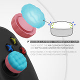 PlayVital Thumbs Cushion Caps Thumb Grips for PS5, for PS4, Thumbstick Grip Cover Joystick Caps for Xbox Series X/S, for Xbox One, Elite Series 2, for Switch Pro Controller - Puff Cloud Texture Design Aqua Blue & Coral Pink - PJM3099