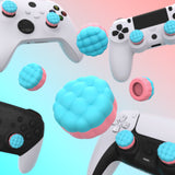 PlayVital Thumbs Cushion Caps Thumb Grips for PS5, for PS4, Thumbstick Grip Cover Joystick Caps for Xbox Series X/S, for Xbox One, Elite Series 2, for Switch Pro Controller - Puff Cloud Texture Design Aqua Blue & Coral Pink - PJM3099