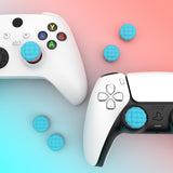 PlayVital Thumbs Cushion Caps Thumb Grips for PS5, for PS4, Thumbstick Grip Cover Joystick Caps for Xbox Series X/S, for Xbox One, Elite Series 2, for Switch Pro Controller - Puff Cloud Texture Design Aqua Blue & Coral Pink - PJM3099