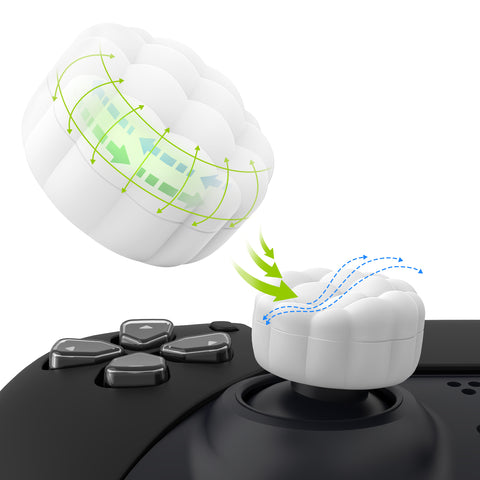 PlayVital Thumbs Cushion Caps Thumb Grips for PS5, for PS4, Thumbstick Grip Cover Joystick Caps for Xbox Series X/S, for Xbox One, Elite Series 2, for Switch Pro Controller - Puff Cloud Texture Design White - PJM3097