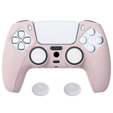 PlayVital Cherry Blossoms Pink Pure Series Anti-Slip Silicone Cover Skin for PS 5 Controller, Soft Rubber Case for PS5 Controller with White Thumb Grip Caps - KOPF019