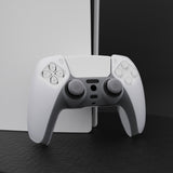 PlayVital Transparent Clear White Pure Series Anti-Slip Silicone Cover Skin for PS 5 Controller, Soft Rubber Case for PS5 Controller with Clear White Thumb Grip Caps - KOPF016