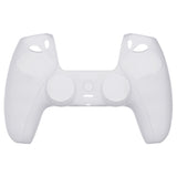 PlayVital Transparent Clear White Pure Series Anti-Slip Silicone Cover Skin for PS 5 Controller, Soft Rubber Case for PS5 Controller with Clear White Thumb Grip Caps - KOPF016