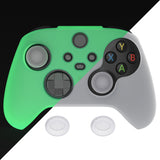 PlayVital Glow in Dark - Green Pure Series Anti-Slip Silicone Cover Skin for Xbox Series X Controller, Soft Rubber Case Protector for Xbox Series S Controller with Black Thumb Grip Caps - BLX3029