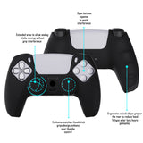 PlayVital Black Pure Series Anti-Slip Silicone Cover Skin for Playstation 5 Controller, Soft Rubber Case for PS5 Controller with Black Thumb Grip Caps - KOPF001