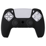 PlayVital Black Pure Series Anti-Slip Silicone Cover Skin for Playstation 5 Controller, Soft Rubber Case for PS5 Controller with Black Thumb Grip Caps - KOPF001