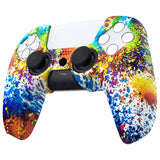 PlayVital Pure Series Colorful Splash Dockable Model Anti-Slip Silicone Cover Skin with 6 Thumb Grip Caps for ps5 Controller Fits with Charging Station - EKPFS002