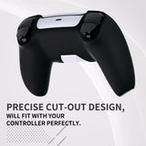 PlayVital Pure Series Dockable Model Anti-Slip Silicone Cover Skin for ps5 Controller, Soft Rubber Grip Case for ps5 Wireless Controller Fits with Charging Station with 6 Thumb Grip Caps - Black - EKPFP001