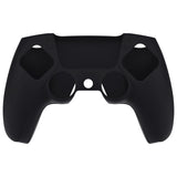 PlayVital Pure Series Dockable Model Anti-Slip Silicone Cover Skin for ps5 Controller, Soft Rubber Grip Case for ps5 Wireless Controller Fits with Charging Station with 6 Thumb Grip Caps - Black - EKPFP001