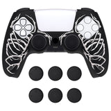 PlayVital Pure Series Carving Skull Dockable Model Anti-Slip Silicone Cover Skin with 6 Thumb Grip Caps for ps5 Controller Fits with Charging Station - EKPFL006