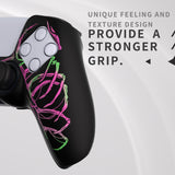 PlayVital Pure Series Carving Skull Pink & Green Dockable Model Anti-Slip Silicone Cover Skin with 6 Thumb Grip Caps for ps5 Controller Fits with Charging Station - EKPFL001