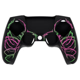 PlayVital Pure Series Carving Skull Pink & Green Dockable Model Anti-Slip Silicone Cover Skin with 6 Thumb Grip Caps for ps5 Controller Fits with Charging Station - EKPFL001