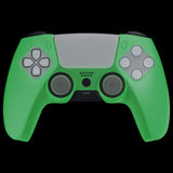 PlayVital Pure Series Dockable Model Anti-Slip Silicone Cover Skin for ps5 Controller, Soft Rubber Grip Case for ps5 Wireless Controller Fits with Charging Station with 6 Thumb Grip Caps - Glow in Dark - Green - EKPFP004