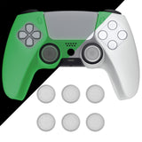 PlayVital Pure Series Dockable Model Anti-Slip Silicone Cover Skin for ps5 Controller, Soft Rubber Grip Case for ps5 Wireless Controller Fits with Charging Station with 6 Thumb Grip Caps - Glow in Dark - Green - EKPFP004