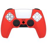 PlayVital Pure Series Dockable Model Anti-Slip Silicone Cover Skin for ps5 Controller, Soft Rubber Grip Case for ps5 Wireless Controller Fits with Charging Station with 6 Thumb Grip Caps - Passion Red - EKPFP005