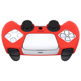 PlayVital Pure Series Dockable Model Anti-Slip Silicone Cover Skin for ps5 Controller, Soft Rubber Grip Case for ps5 Wireless Controller Fits with Charging Station with 6 Thumb Grip Caps - Passion Red - EKPFP005