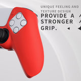 PlayVital Pure Series Dockable Model Anti-Slip Silicone Cover Skin for ps5 Controller, Soft Rubber Grip Case for ps5 Wireless Controller Fits with Charging Station with 6 Thumb Grip Caps - Passion Red - EKPFP005