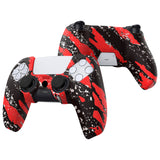 PlayVital Pure Series Red Splash Dockable Model Anti-Slip Silicone Cover Skin with 6 Thumb Grip Caps for ps5 Controller Fits with Charging Station - EKPFS003