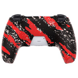 PlayVital Pure Series Red Splash Dockable Model Anti-Slip Silicone Cover Skin with 6 Thumb Grip Caps for ps5 Controller Fits with Charging Station - EKPFS003