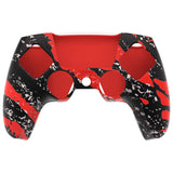 PlayVital Pure Series Red Splash Dockable Model Anti-Slip Silicone Cover Skin with 6 Thumb Grip Caps for ps5 Controller Fits with Charging Station - EKPFS003