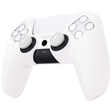 PlayVital Pure Series Dockable Model Anti-Slip Silicone Cover Skin for ps5 Controller, Soft Rubber Grip Case for ps5 Wireless Controller Fits with Charging Station with 6 Thumb Grip Caps - White - EKPFP002