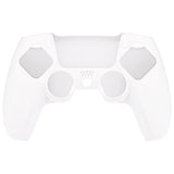 PlayVital Pure Series Dockable Model Anti-Slip Silicone Cover Skin for ps5 Controller, Soft Rubber Grip Case for ps5 Wireless Controller Fits with Charging Station with 6 Thumb Grip Caps - White - EKPFP002