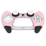 PlayVital Pure Series Ergonomic Anti-Slip Silicone Cover Skin for PS5 Controller, Soft Rubber Grip Case for PS5 Wireless Controller Fits with Charging Station with 6 Thumb Grip Caps - Cherry Blossoms Pink - EKPFP007