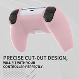 PlayVital Pure Series Ergonomic Anti-Slip Silicone Cover Skin for PS5 Controller, Soft Rubber Grip Case for PS5 Wireless Controller Fits with Charging Station with 6 Thumb Grip Caps - Cherry Blossoms Pink - EKPFP007