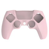 PlayVital Pure Series Ergonomic Anti-Slip Silicone Cover Skin for PS5 Controller, Soft Rubber Grip Case for PS5 Wireless Controller Fits with Charging Station with 6 Thumb Grip Caps - Cherry Blossoms Pink - EKPFP007