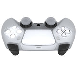 PlayVital Pure Series Ergonomic Anti-Slip Silicone Cover Skin for PS5 Controller, Soft Rubber Grip Case for PS5 Wireless Controller Fits with Charging Station with 6 Thumb Grip Caps - Clear White - EKPFP008