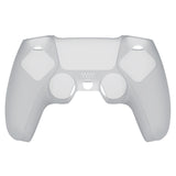 PlayVital Pure Series Ergonomic Anti-Slip Silicone Cover Skin for PS5 Controller, Soft Rubber Grip Case for PS5 Wireless Controller Fits with Charging Station with 6 Thumb Grip Caps - Clear White - EKPFP008