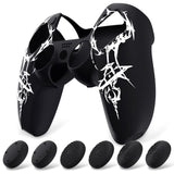 PlayVital Design for PS5 Controller Skin Cover Fit with Charging Station - Anti-Slip Silicone Controller Grip Case for PS5 with 6 Thumb Grip & Sticker, Pure Series Dockable Model - Carving Energy Rift - EKPFL010
