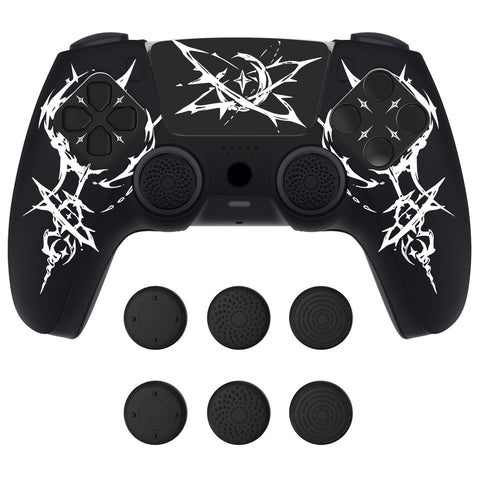 PlayVital Design for PS5 Controller Skin Cover Fit with Charging Station - Anti-Slip Silicone Controller Grip Case for PS5 with 6 Thumb Grip & Sticker, Pure Series Dockable Model - Carving Energy Rift - EKPFL010