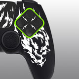 PlayVital Design for PS5 Controller Skin Cover Fit with Charging Station - Anti-Slip Silicone Controller Grip Case for PS5 with 6 Thumb Grip & Sticker, Pure Series Dockable Model - Carving Fire Skull - EKPFL009