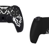 PlayVital Design for PS5 Controller Skin Cover Fit with Charging Station - Anti-Slip Silicone Controller Grip Case for PS5 with 6 Thumb Grip & Sticker, Pure Series Dockable Model - Carving Fire Skull - EKPFL009